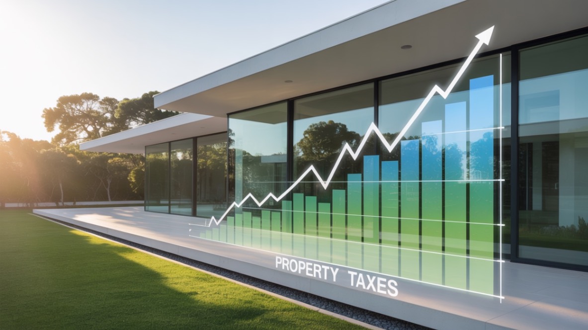 Ilustrare conceptuală TVA imobiliar, casa și grafic financiar