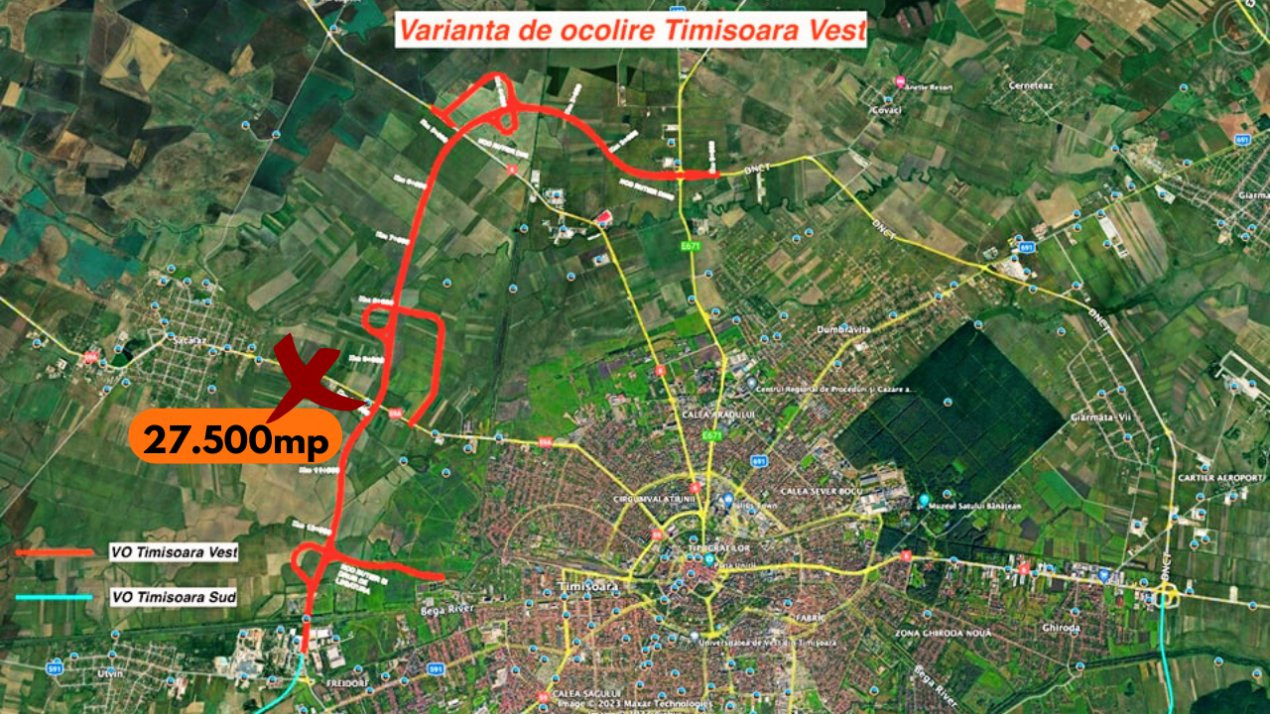 Teren extravilan 27.500 mp de vanzare in Timisoara-Zona Exterior Vest Mehala 3, foxfort.ro