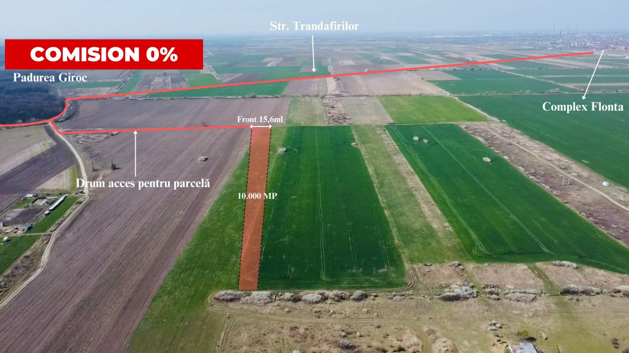 COMISION 0% Teren Extravilan 10.000 mp, Front 15,6ml, Langa Padurea Giroc 2, foxfort.ro
