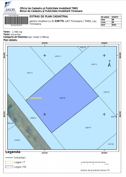 Teren intravilan 3546 mp, S+P+2E+M, Calea Torontalului 1, foxfort.ro