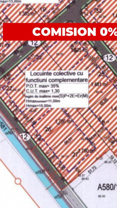 Teren intravilan 3546 mp, S+P+2E+M, Calea Torontalului 3, foxfort.ro