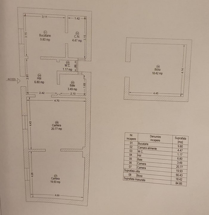 COMISION 0% Apartament cu 2 camere, 66 mp, etaj 1, zona Kandia 19, foxfort.ro