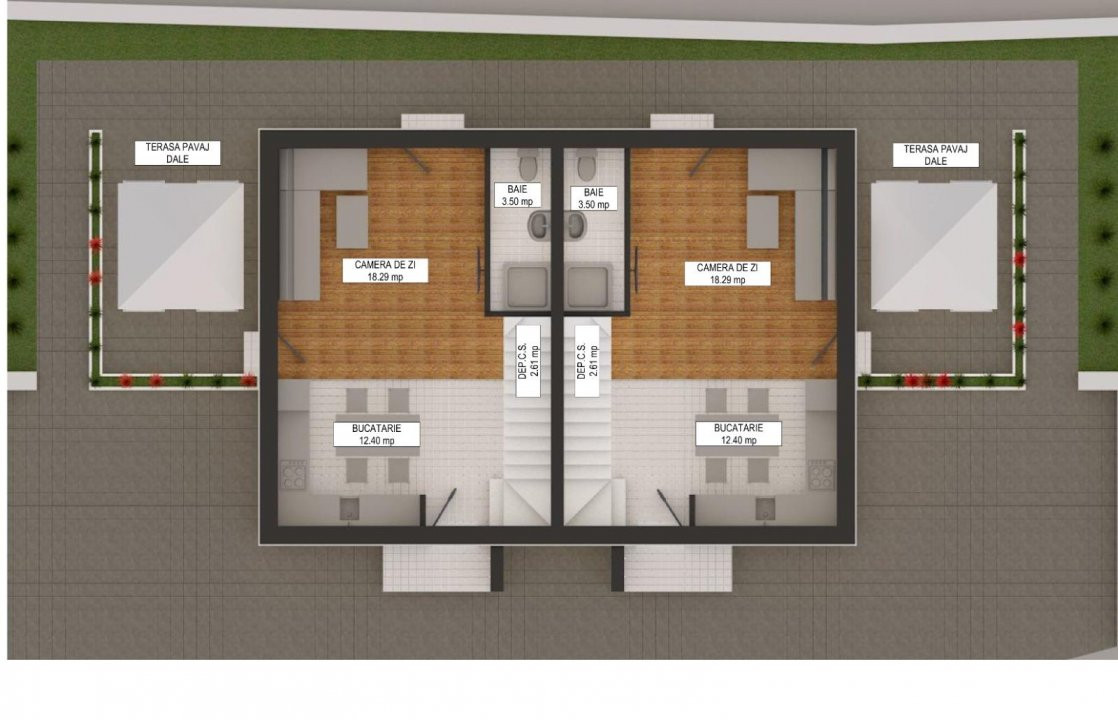 Duplex 3 camere, 2 bai si terasa generoasa de 20 mp, zona Giarmata 9, foxfort.ro