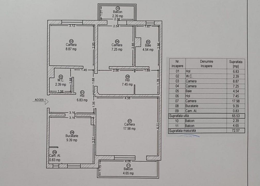 Apartament cu 3 camere, decomandat, Girocului 26, foxfort.ro