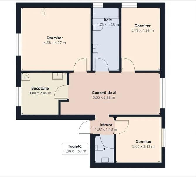 COMISION 0% Apartament cu 4 camere, 80 mp utili, in zona Bucovina  13, foxfort.ro