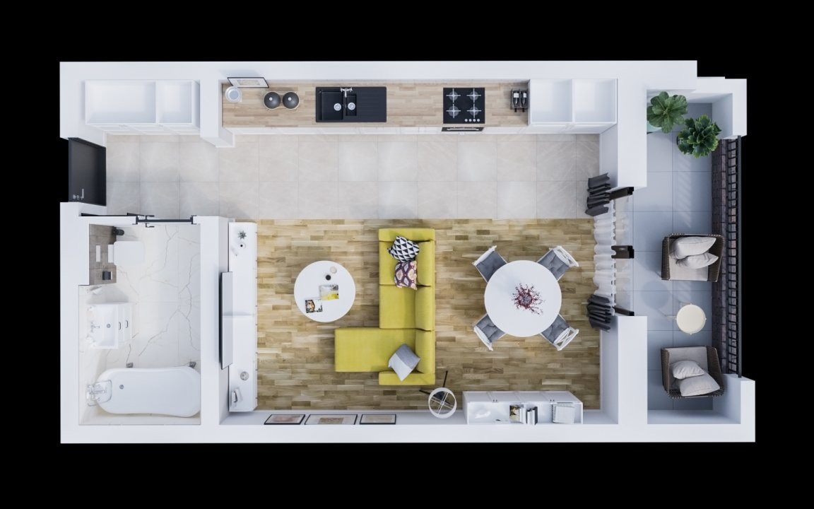 Apartament 1 camera, modern 1, foxfort.ro