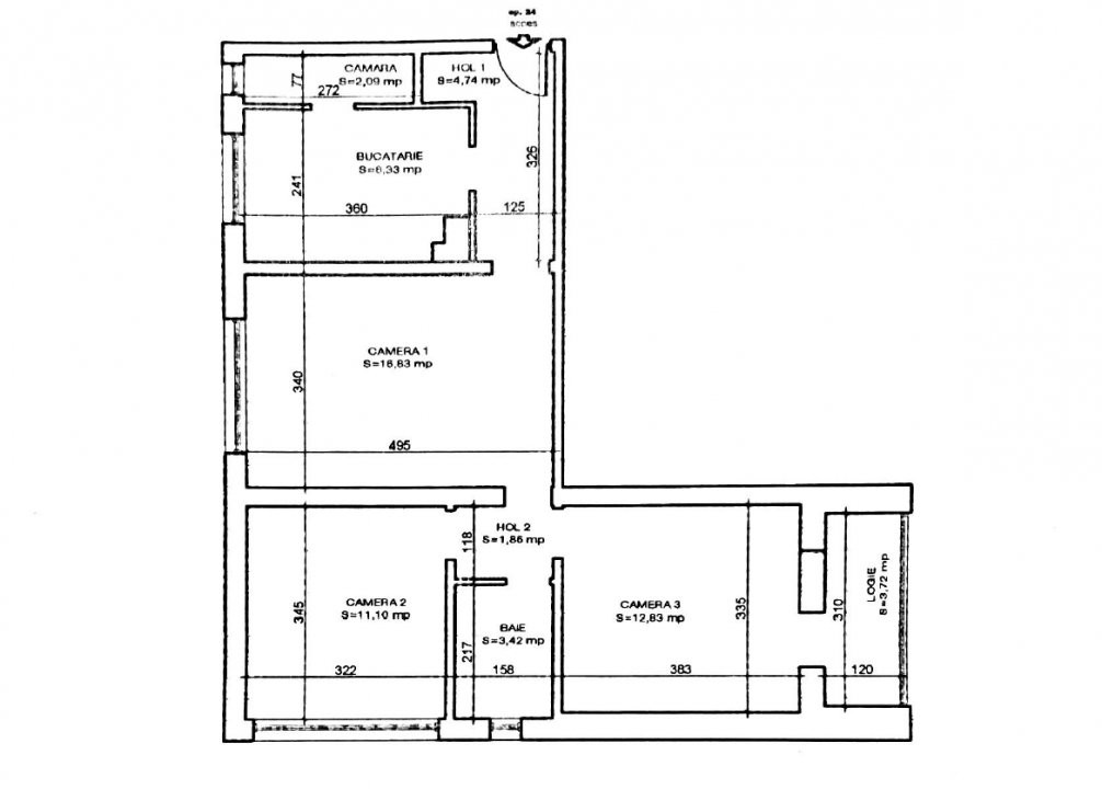 Apartament de vanzare cu 3 camere, etaj 6, zona Ultracentrala 14, foxfort.ro