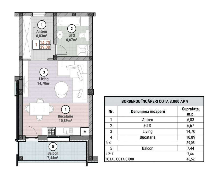 COMISION 0% Apartament cu 1 camere de 39,08 mp - Mosnita - Oportunitate 3, foxfort.ro
