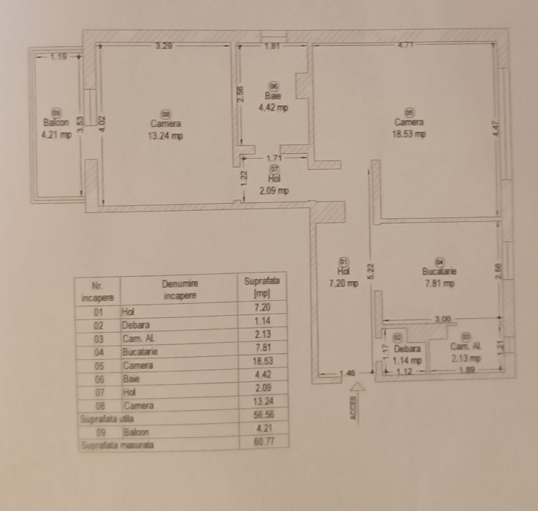 Apartament 2 camere, 56 mp, etaj 1, zona Steaua 19, foxfort.ro