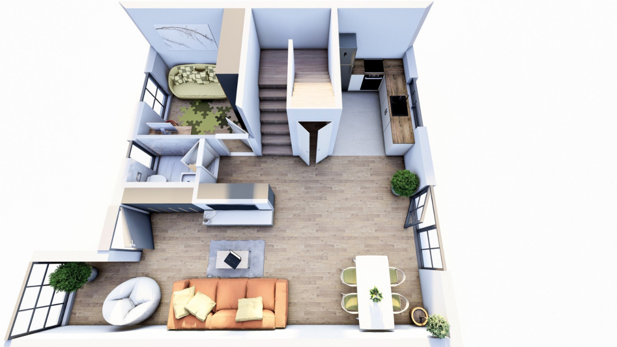 Duplex de vanzare cu 4 camere, Parter + 1 Etaj - Giarmata 6, foxfort.ro