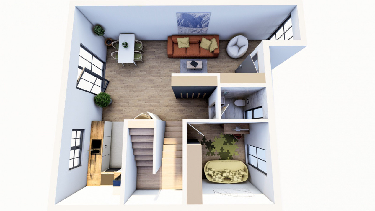 Duplex de vanzare cu 4 camere, Parter + 1 Etaj - Giarmata 7, foxfort.ro