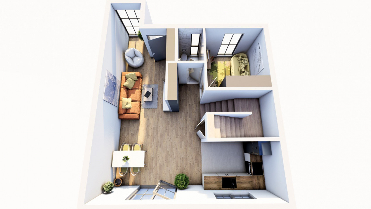 Duplex de vanzare cu 4 camere, Parter + 1 Etaj - Giarmata 8, foxfort.ro