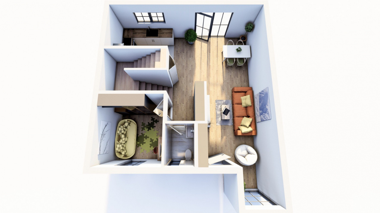 Duplex de vanzare cu 4 camere, Parter + 1 Etaj - Giarmata 9, foxfort.ro