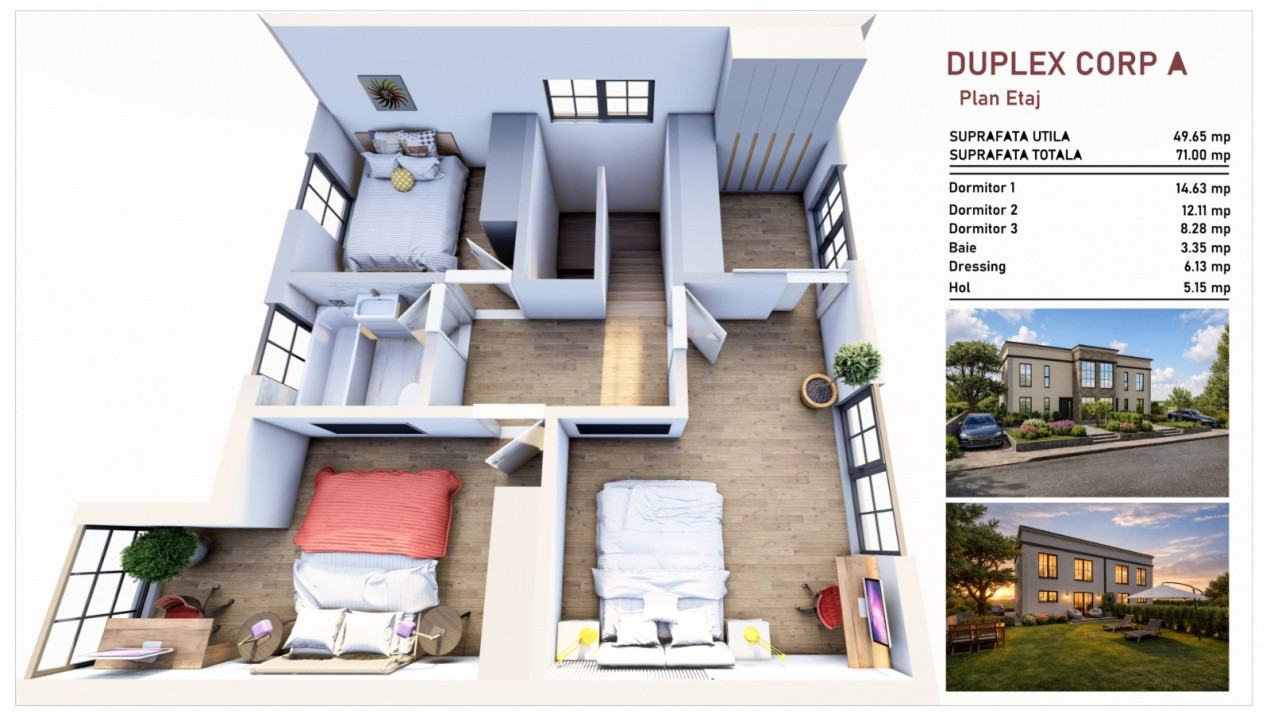 Duplex de vanzare cu 4 camere, Parter + 1 Etaj - Giarmata 11, foxfort.ro