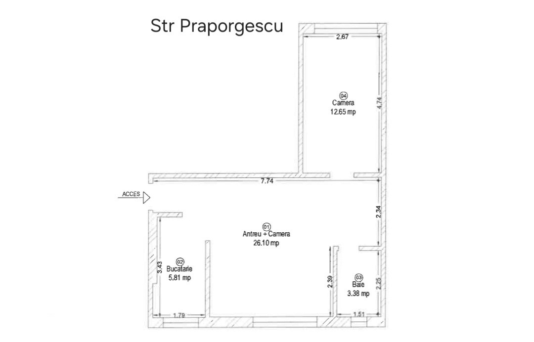 Apartament 2 camere de vanzare in Arad, Strada Praporgescu, locuinta / birou 10, foxfort.ro