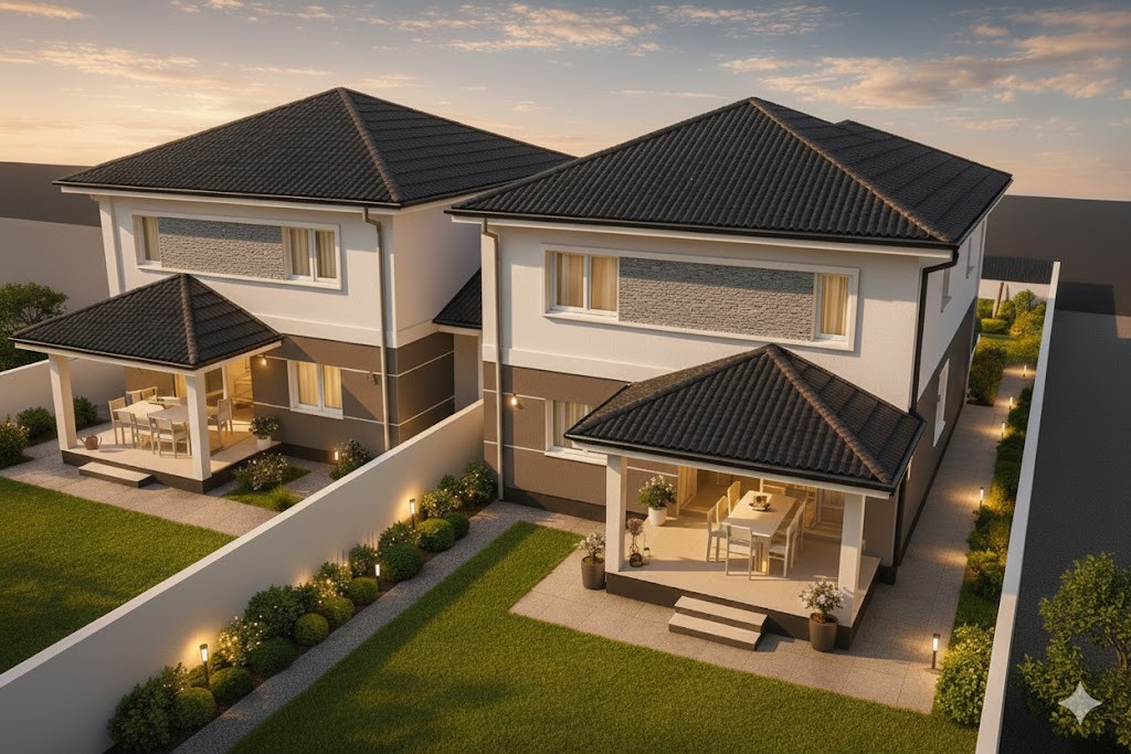 Duplex cu 5 camere, despartit prin camera tehnica - 365 mp teren 7, foxfort.ro