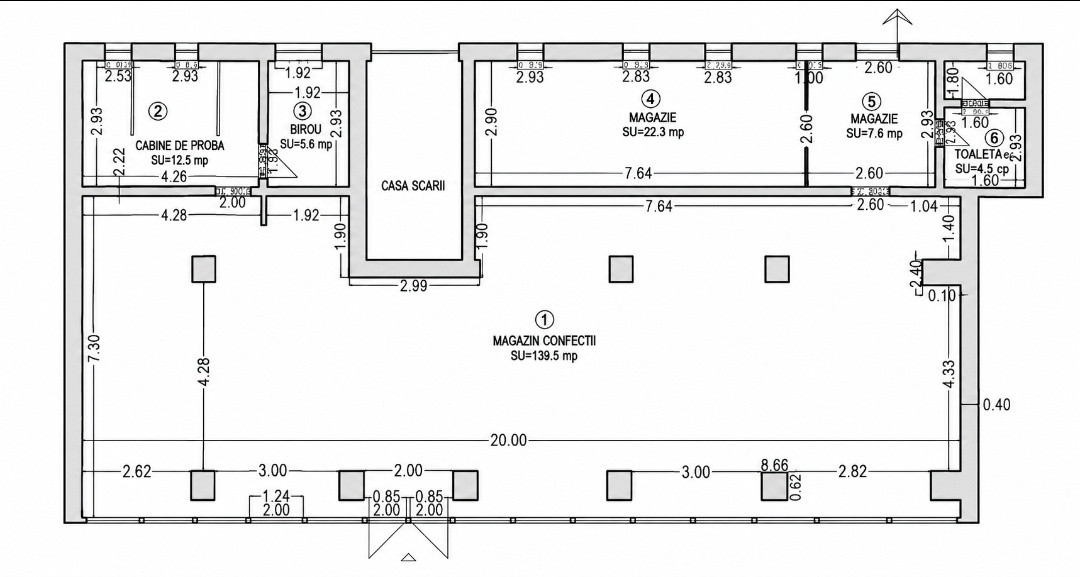 Spatiu comercial ultracentral de inchiriat, 200 mp utili, front stradal 22 ml 1, foxfort.ro