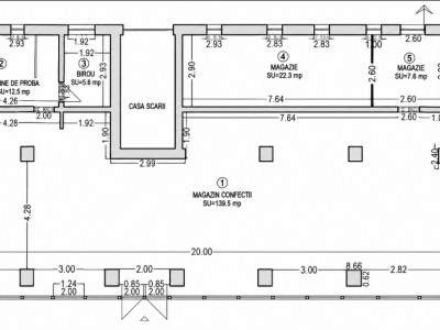 Spatiu comercial ultracentral de inchiriat, 200 mp utili, front stradal 22 ml