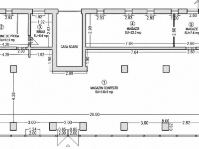 Spatiu comercial ultracentral de inchiriat, 200 mp utili, front stradal 22 ml