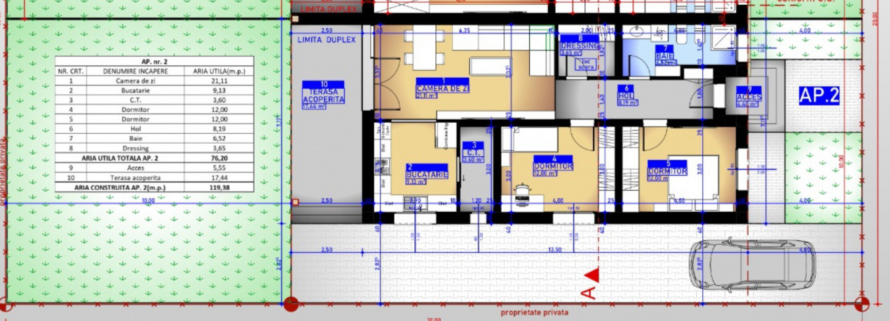 Duplex cu 3 camere, 76 mp utili si 300 mp teren, de vanzare in Sacalaz 3, foxfort.ro