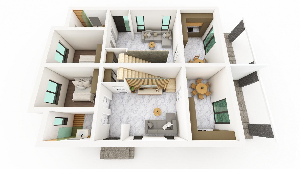 Duplex cu 5 camere si 300 mp teren, de vanzare in Sanmihaiu Roman 1, foxfort.ro