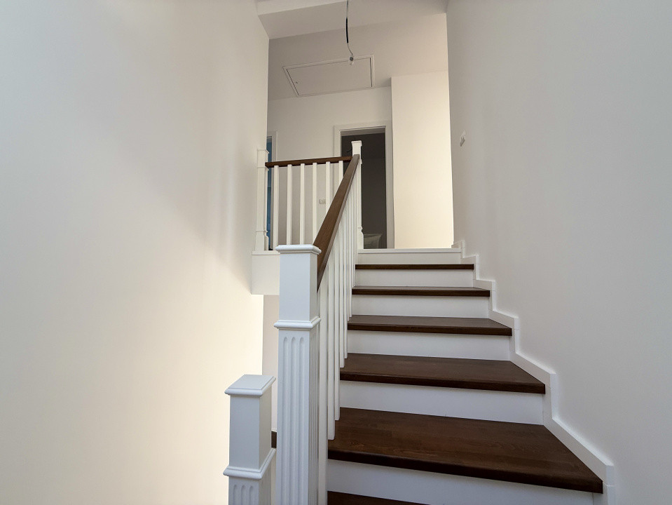 Duplex cu 442 mp teren | Dumbravita | Terase din travertin | Scara lemn masiv 6, foxfort.ro