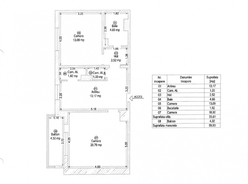 Apartament 2 camere decomandat, 55,6 mp utili - zona Steaua 8, foxfort.ro